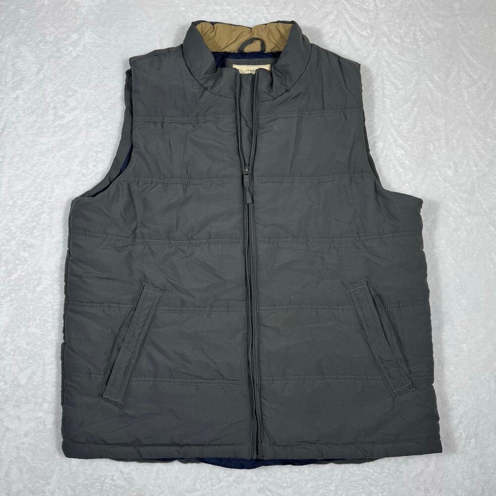Weatherproof Vintage Men's Large Gray Puffer Vest Quilted Design Full‎ Zip